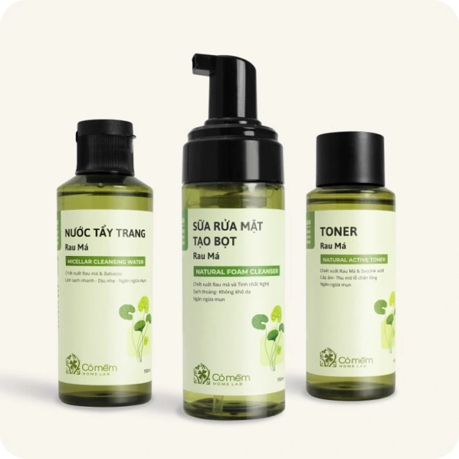 Combo 3 bước làm sạch bằng chiết xuất rau má